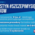 szczepienia Informacja o szczepieniu na niebieckim tle duże białe litery - nazwa szczepimy się