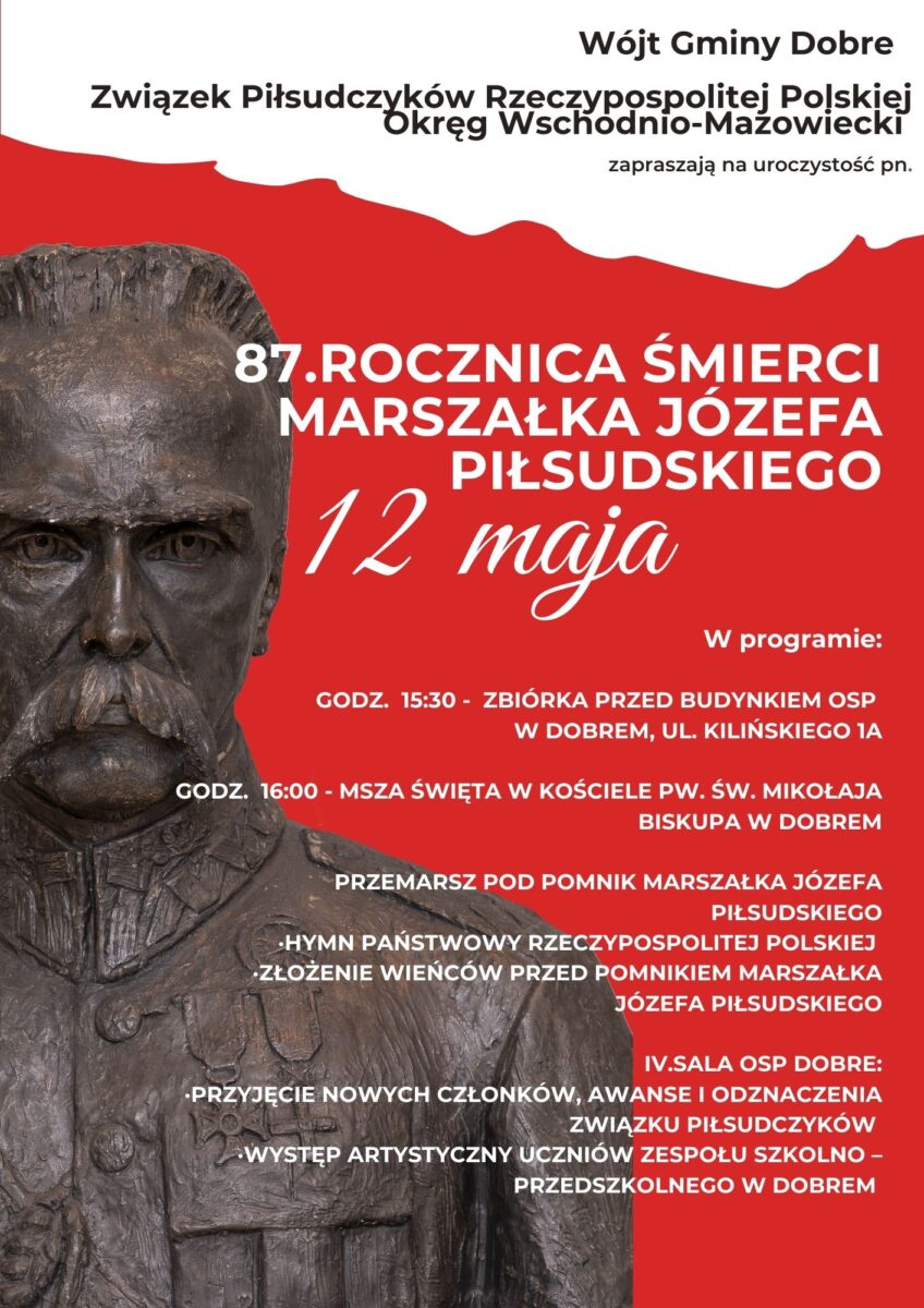Pomnik Marszałka Józefa Piłsudskiego z flagą Polski