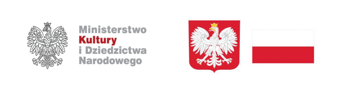 Logo Ministestwa Kultury i Dziedzictwa Narodowego oraz godło i flaga Polski