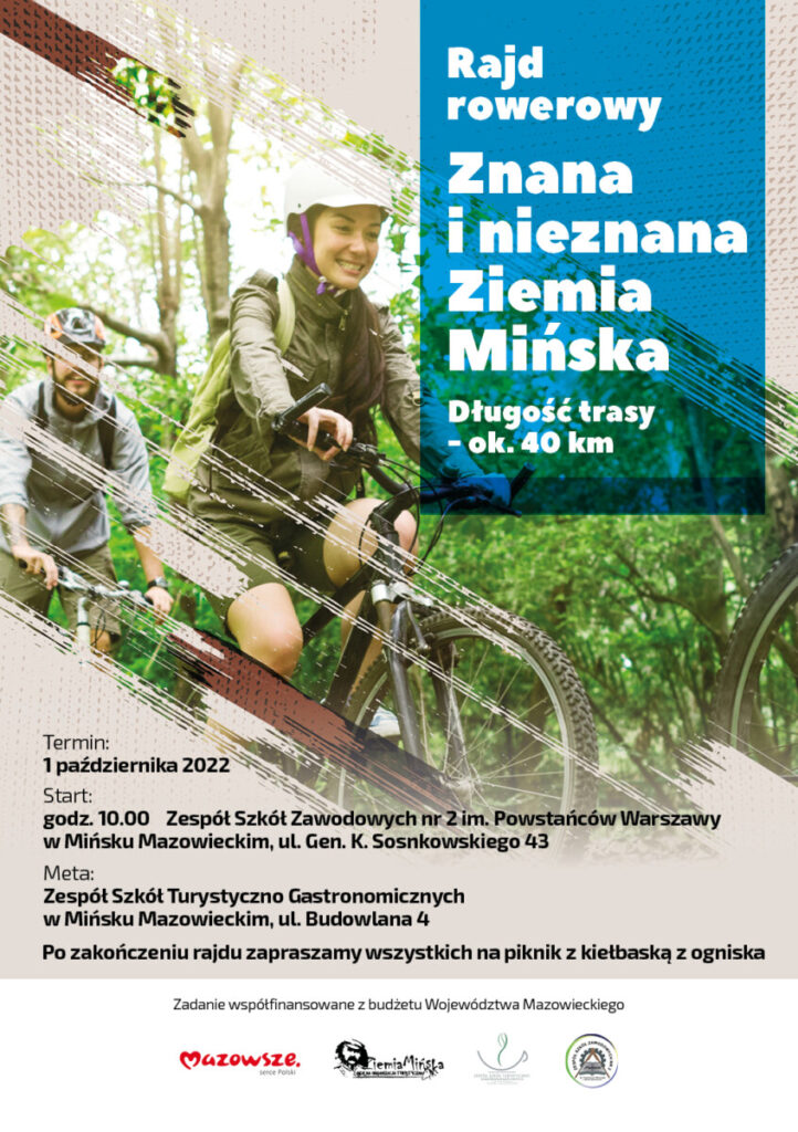 Plakat przedstawia osoby na rowerach i plan wydarzenia