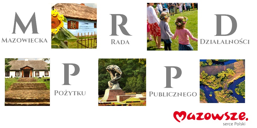 Obrazki na przemian z literami MRDPP i logo Mazowsze