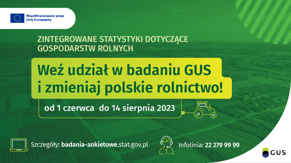 Od 1 czerwca do 14 sierpnia 2023 roku na terenie całego kraju zostanie przeprowadzone badanie dotyczące gospodarstw rolnych.