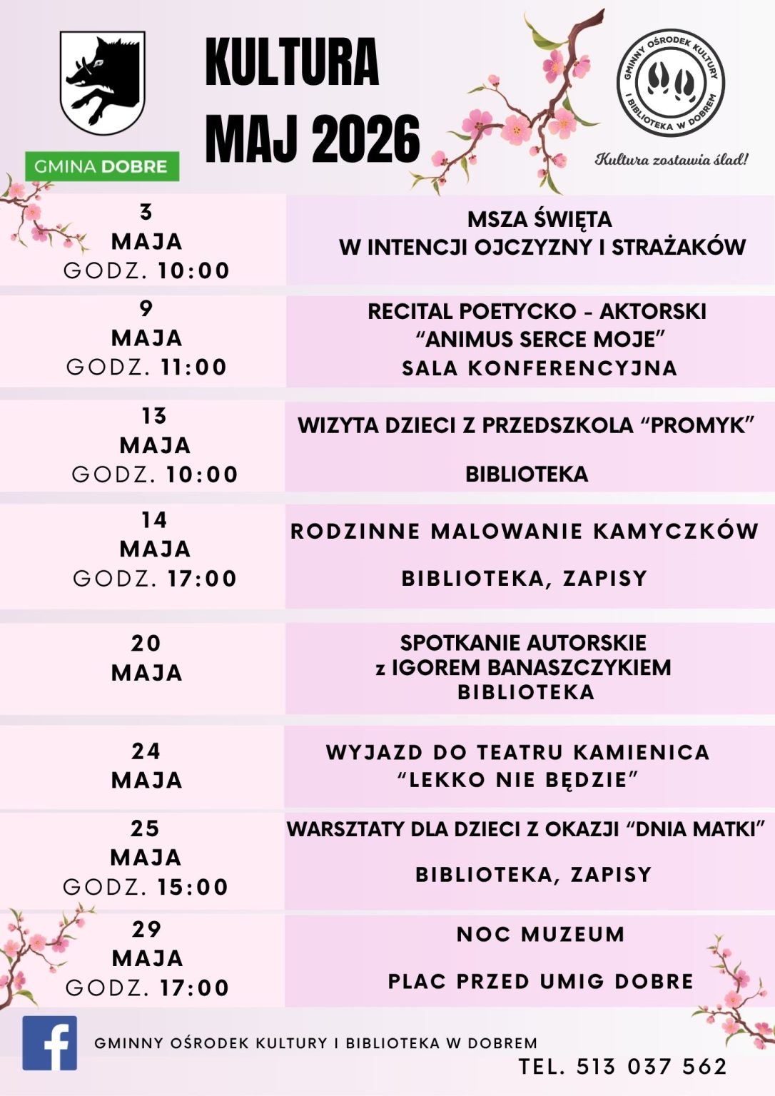 KULTURA MAJ 2026 w Gminie Dobre – Gmina Dobre